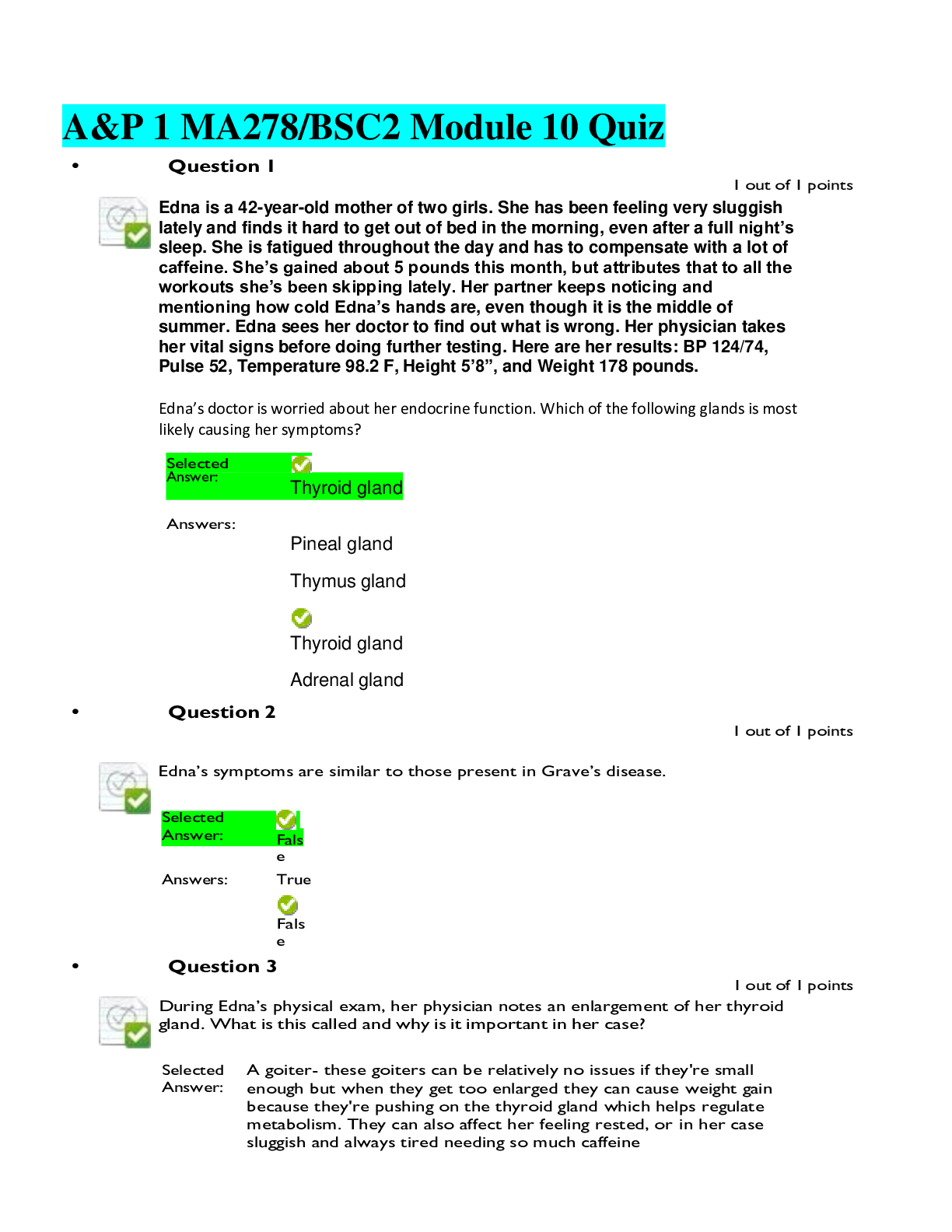 Preview image for BSC 2346-Human Anatomy and Physiology-Module 10 Quiz